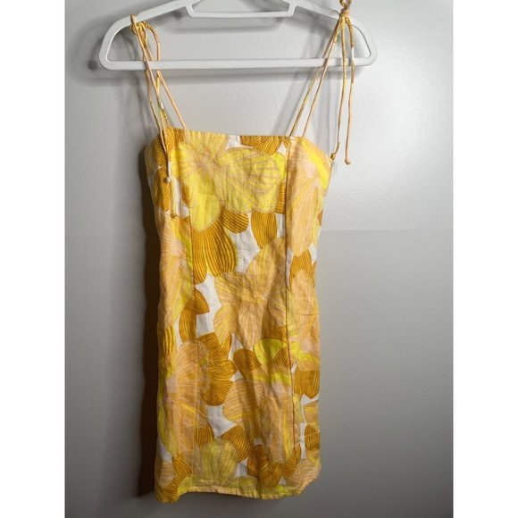 Anthropologie Faithfull The Brand Mini Dress Sundress Yellow Floral Print Size S - Picture 4 of 7